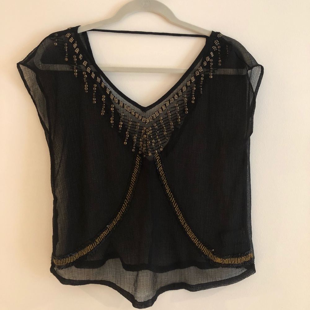 Urban Outfitters Black Beaded Top Size S